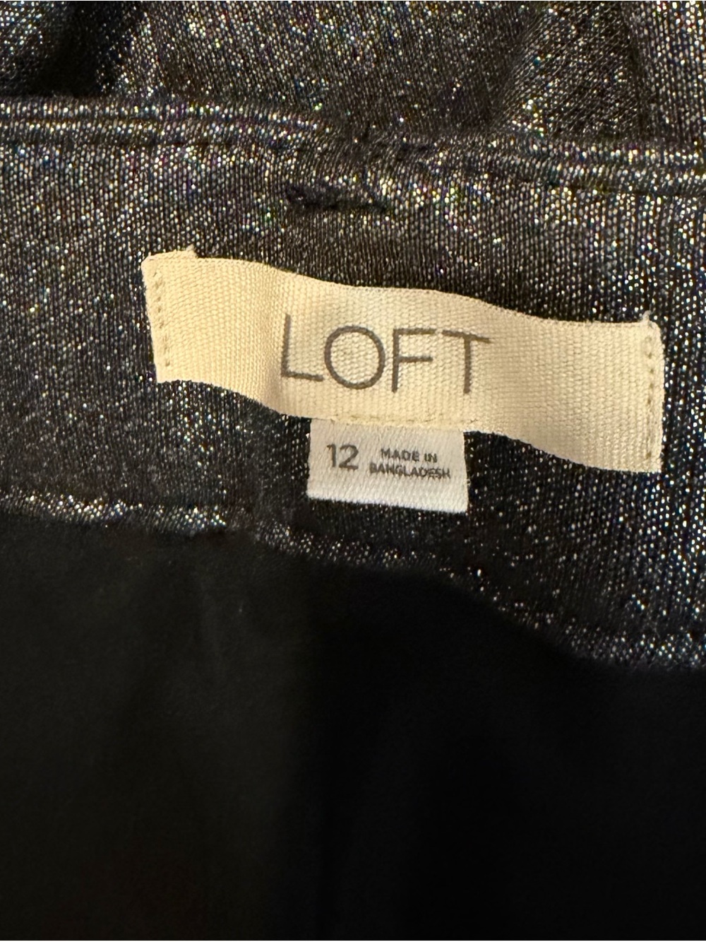 LOFT Metallic Charcoal Cropped Tailored Pants - Picture 3 of 3